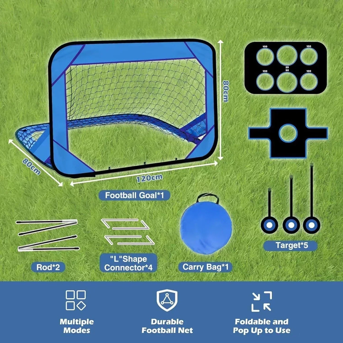 Skanto | PlayMax Foldable Football Goal – 4-in-1 Portable Soccer Net for Training & Outdoor Play