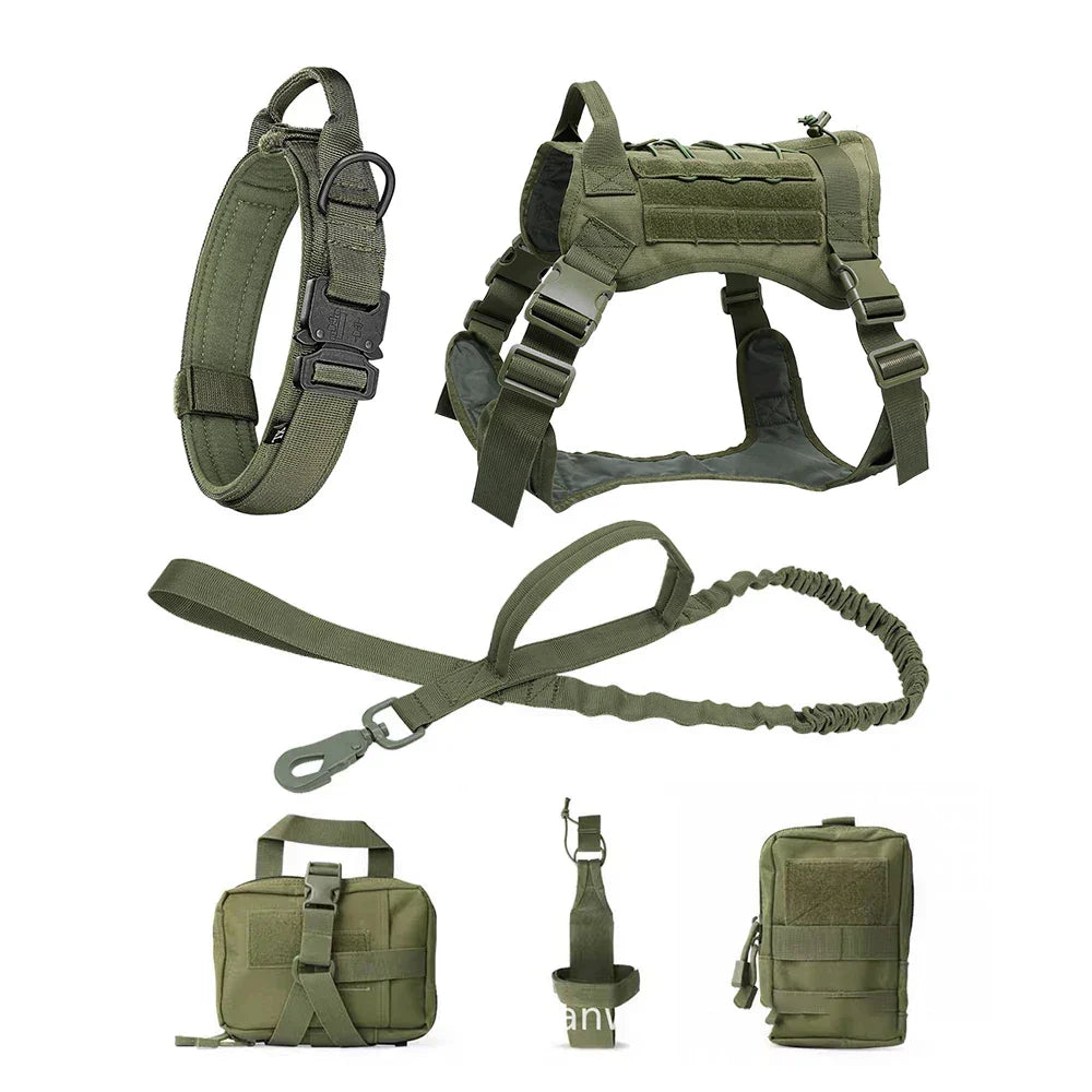 Skanto | Tactical Dog Harness With Leash – Robust Military Set For Training And Control