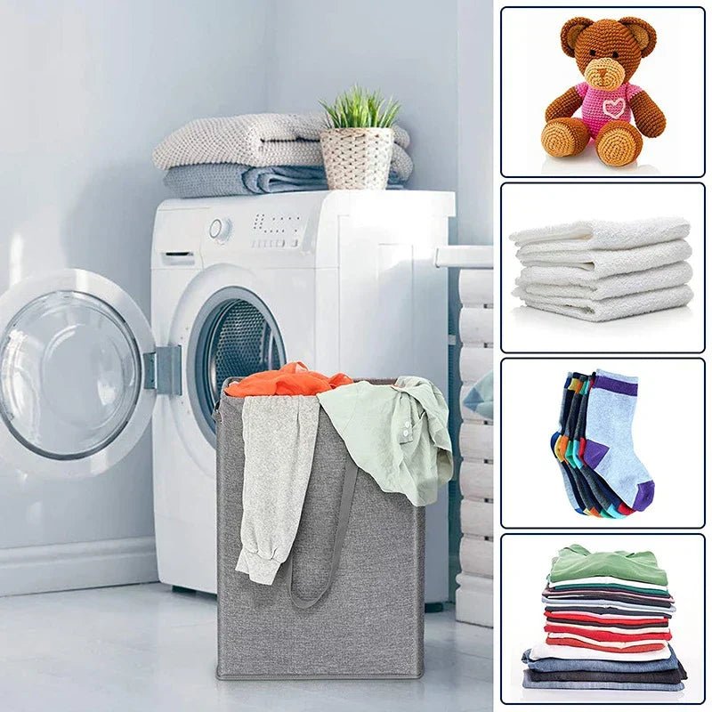 BowLift | NarrowBin Laundry Basket | Narrow & 45L Volume | With Lid & Handles | For Bathroom & Hall