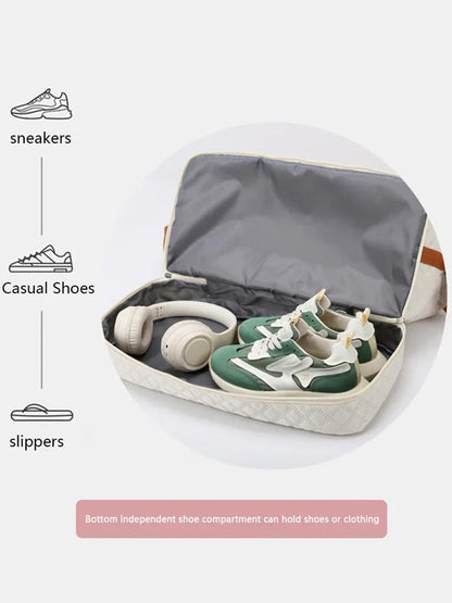 BowLift | Travessia Travel Bag with Shoe Compartment | Large Capacity & Argyle Design | Nylon Weekender for Sports, Short Trips & Everyday Use