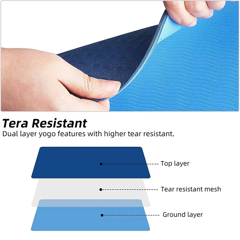 BowLift | TPE Yoga Mat Non Slip Double Layer Exercise and Pilates Mat with Carry Bag