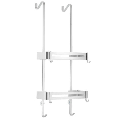 Sleek No-Drill Dual-Layer Shower Organizer Shelf