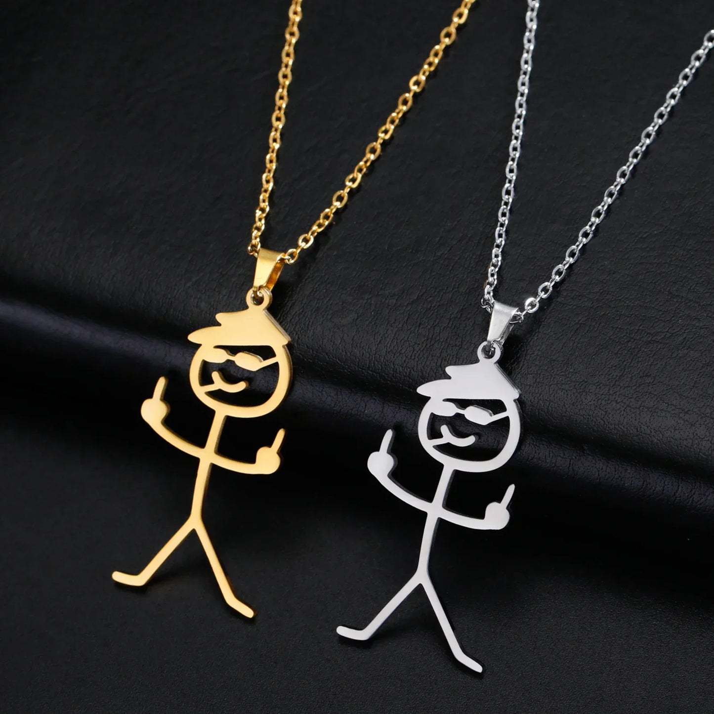 Skanto | Cute Punk Funny Middle Finger Stickman Necklace