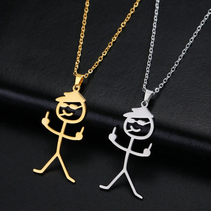 Skanto | Cute Punk Funny Middle Finger Stickman Necklace