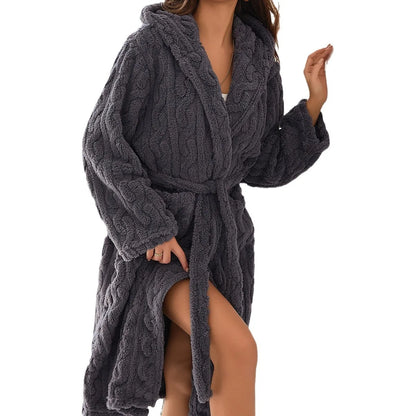 Brehn | CozyHood – Bathrobe with hood made of coral fleece