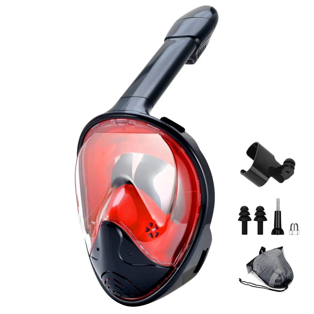 Skanto | Full Face Snorkel Mask with Camera Mount - Wide Angle, Anti-Fog, Anti-Leak Diving and Snorkeling Mask for Adults and Kids