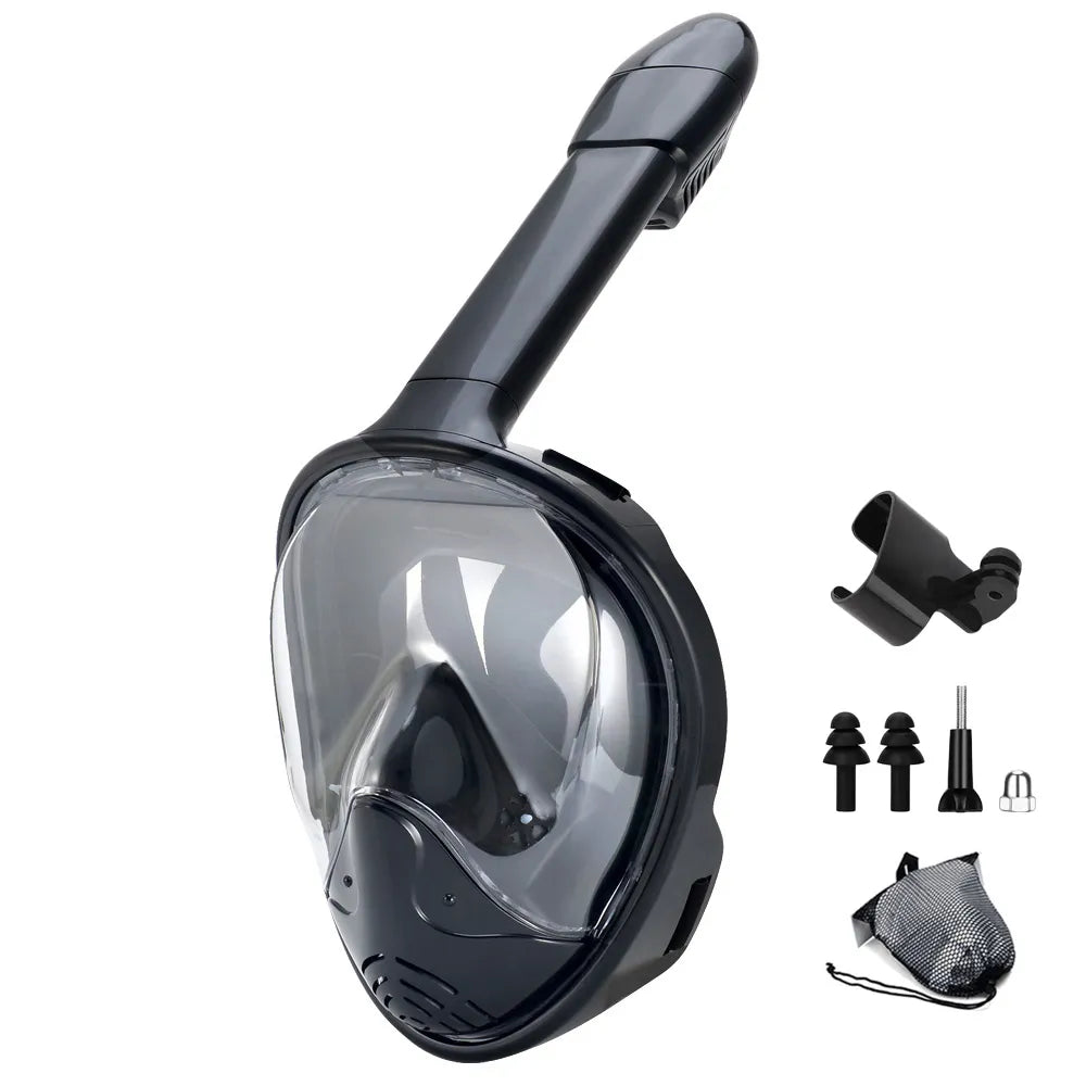 Skanto | Full Face Snorkel Mask with Camera Mount - Wide Angle, Anti-Fog, Anti-Leak Diving and Snorkeling Mask for Adults and Kids