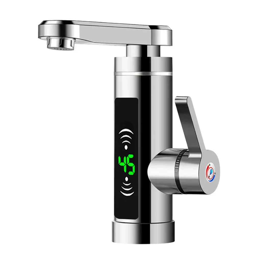 Skanto | ThermoFlow 3000W Instant Hot Water Kitchen Faucet with 360° Rotating Spout – Stainless Steel & Energy Efficient