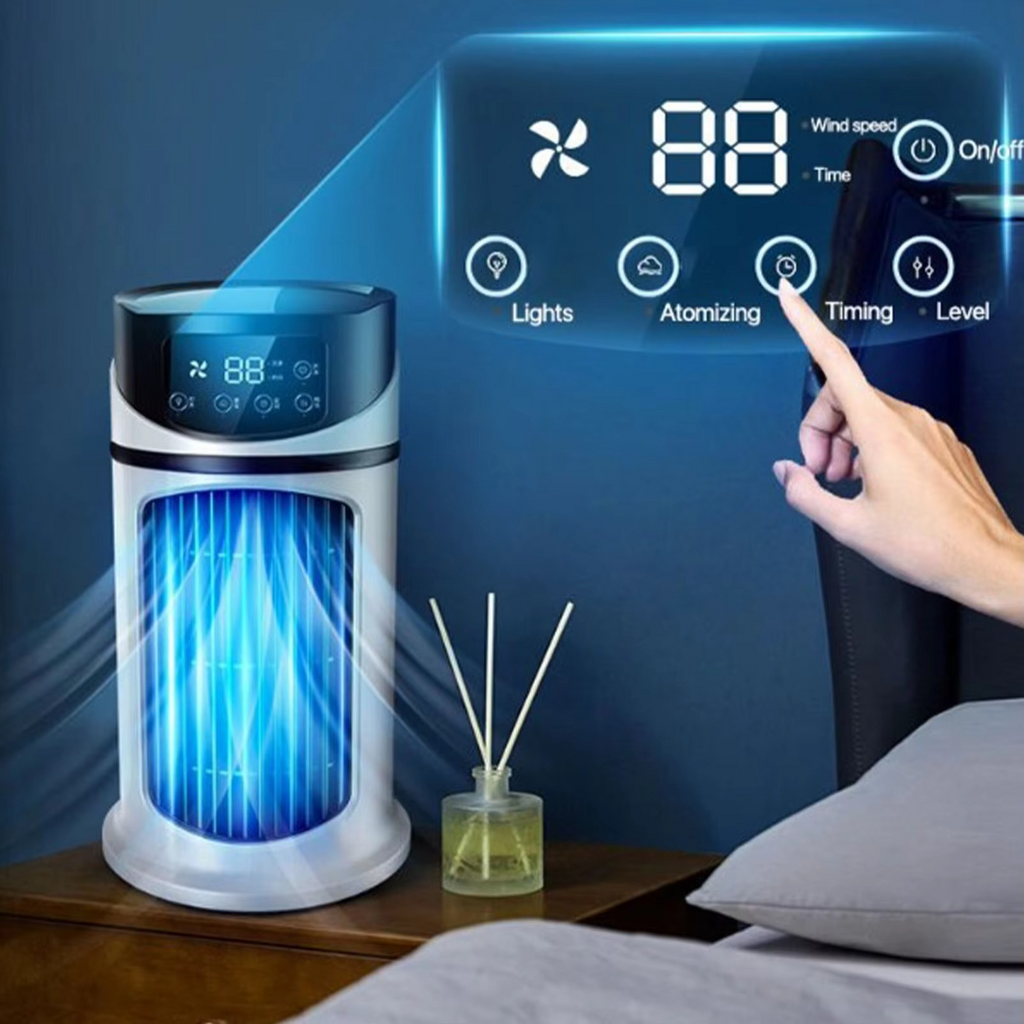 Portable Air Cooler Fan with Humidifier & Dust Filter – USB Powered Mini AC for Home & Office | Bowlift