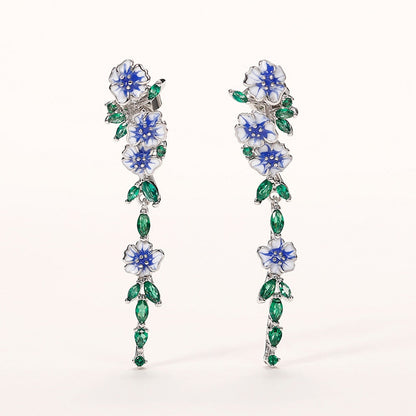 Skanto | Vintage Blue Blossom Dangle Earrings