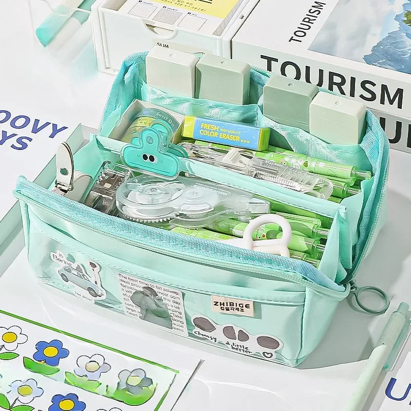 Brehn | Pencil Case KIDZORA CrystalBag | Transparent & Versatile | 10-Pocket Design | High Capacity for School & Leisure