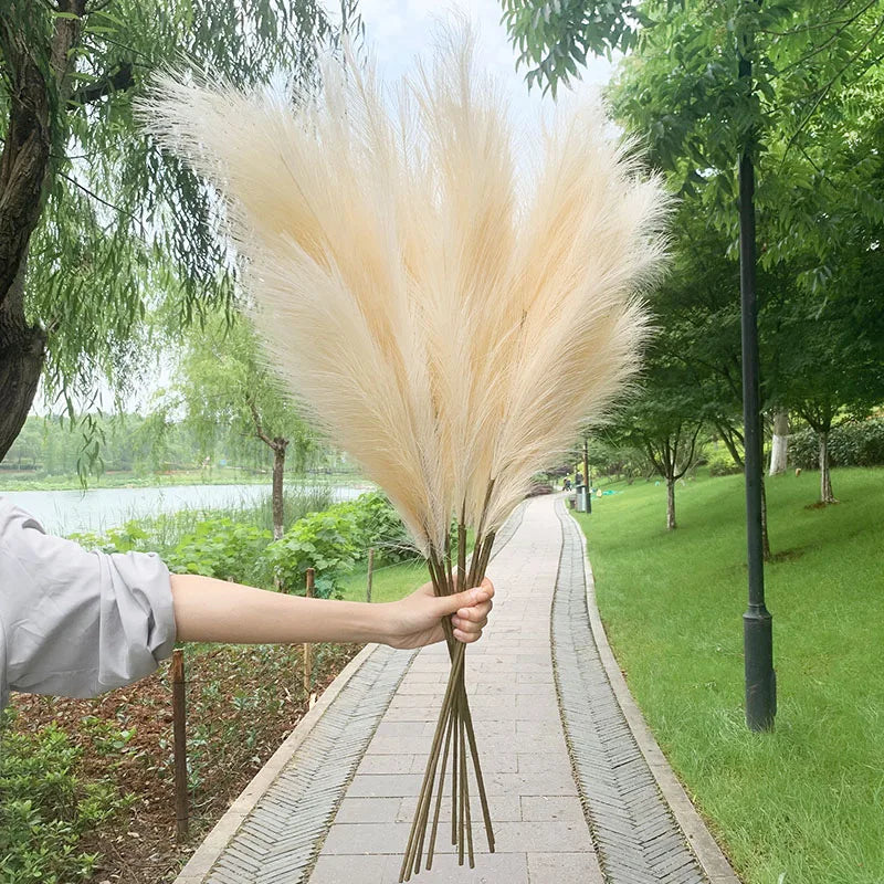 5 Pieces 100 cm Artificial Pampas Grass Dried Flower Bouquet, Decoration for Weddings, Parties, Home, Room, DIY Artificial Plant Decoration Accessories