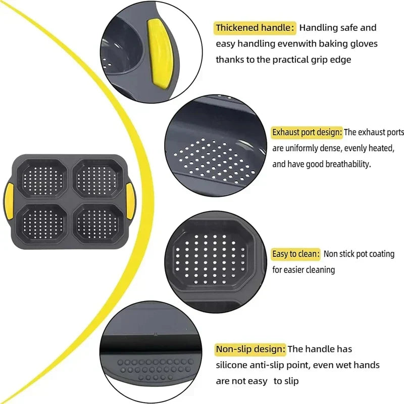 BowLift | Bunello Burger Mold | Silicone Baking Mold for Buns | Non-Stick & Heat Resistant | 6-Piece Mold