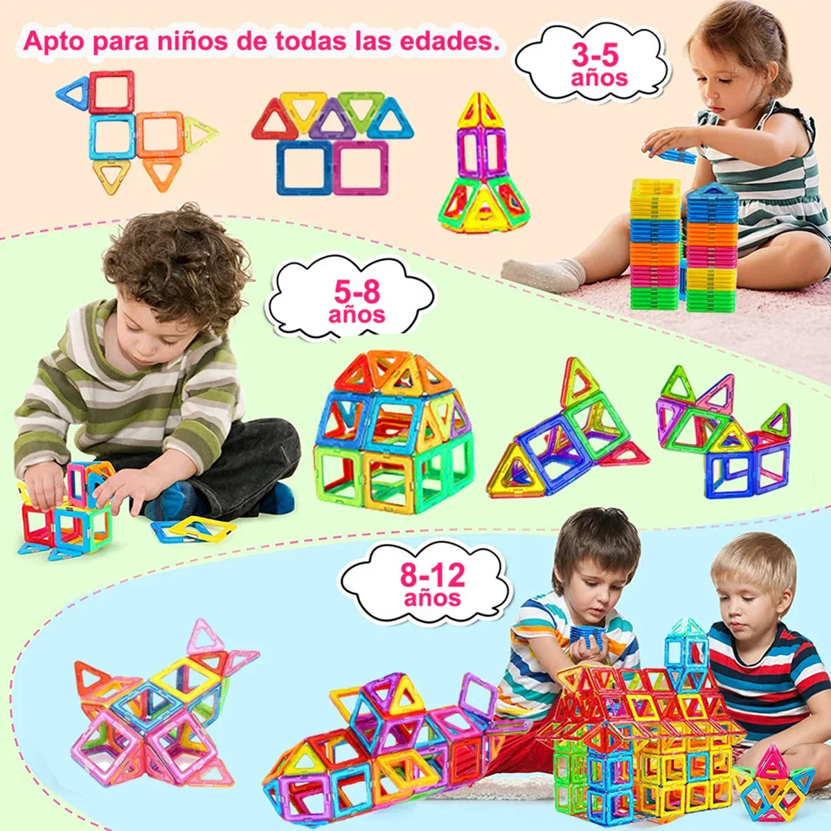Creative Magnetic Building Blocks Set - Large & Mini DIY Toys for Kids Ages 7-12, Fun Educational Construction Gift in Mixed Colors