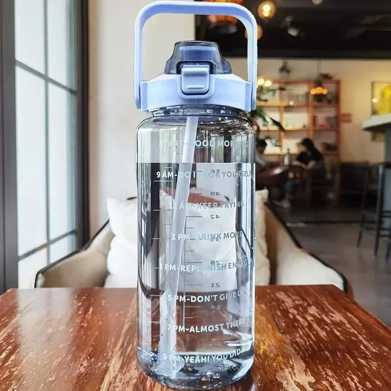 Skanto | Large 68oz Sport Water Bottle with Straw and Time Marker for Gym and Outdoor Fitness