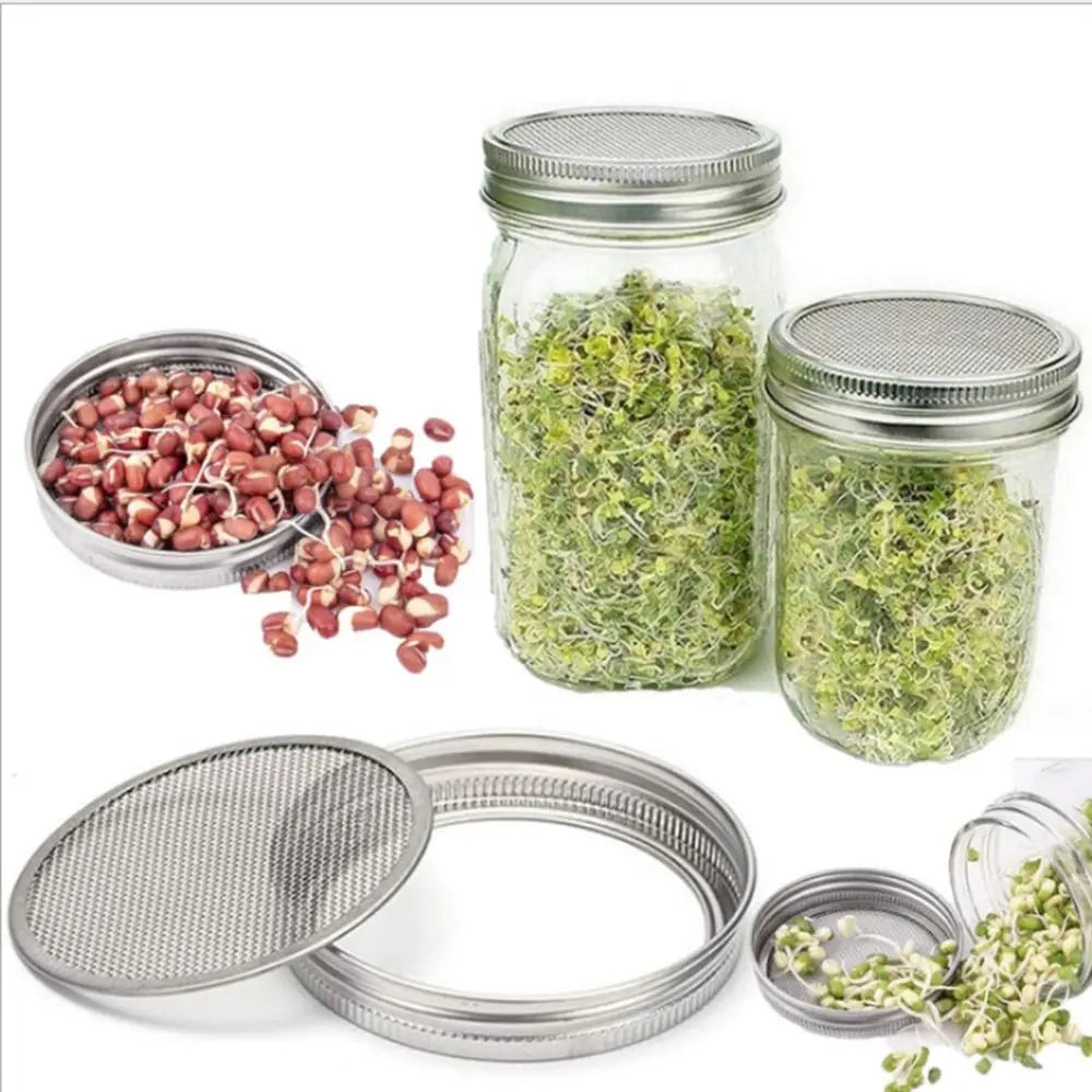 BowLift | VitaKeim Sprouting Jar Set | Stainless Steel Strainer Lid | For Fresh Sprouts at Home | 16oz & 32oz