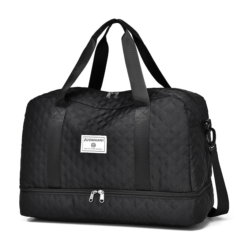 BowLift | Raumio TravelFlex Lightweight Travel Bag with Diamond Pattern | Large Sports & Weekend Bag with Shoe Compartment & Wet Compartment | Cabin Luggage Suitable & Foldable
