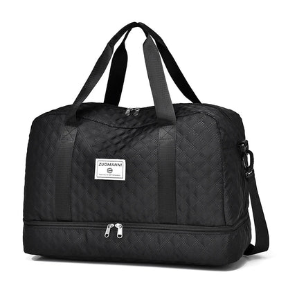 BowLift | Raumio TravelFlex Lightweight Travel Bag with Diamond Pattern | Large Sports & Weekend Bag with Shoe Compartment & Wet Compartment | Cabin Luggage Suitable & Foldable