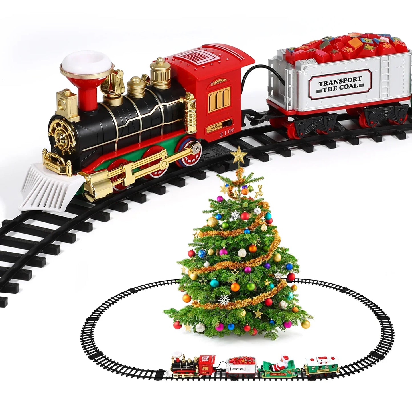 Electric Christmas Train Set for Kids – With Smoke Effect, Lights & Realistic Sounds (Christmas Gift)