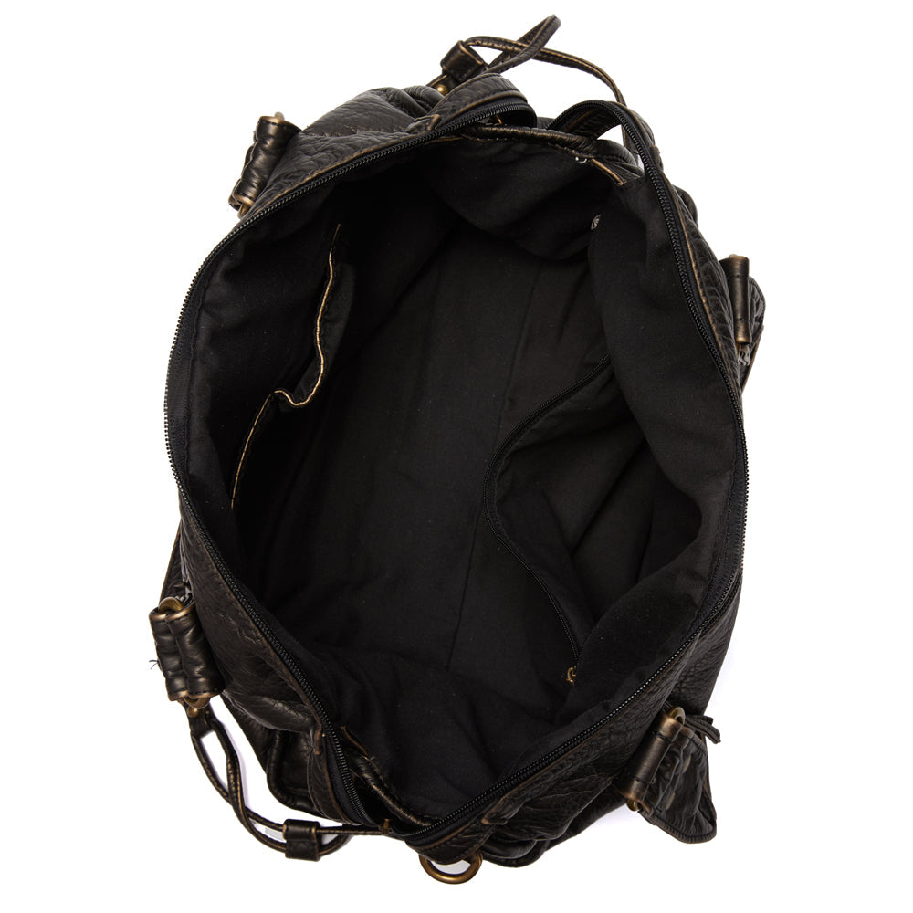 Luxury black leather handbag