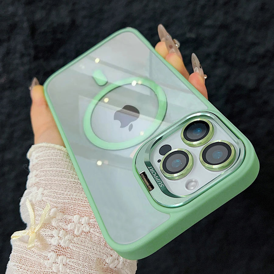 Skanto | Shockproof Magnetic Magsafe Phone Case Stand Glass Lens Protector Cover