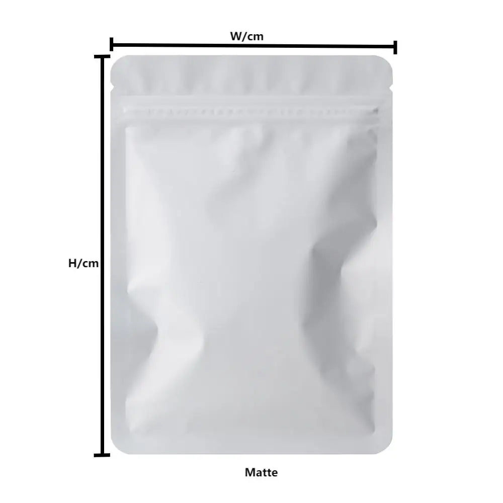Skanto | 100PCS Double-Sided Frosted Mylar Bags - Flat Bottom, Waterproof, Heat-Sealable Aluminum Foil Zipper Bags