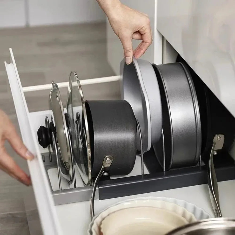 Extendable Pot Lid Holder & Pan Organizer | Karnz