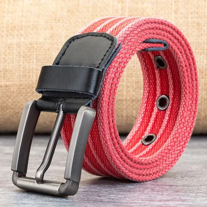 Skanto | Men's Canvas Belt – Adjustable Casual Striped Waistband