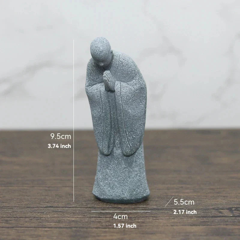 Skanto Skanto | Small Buddha Stone Statue Buddhist Monk Tibetan Buddhism Figures Zen Garden Ornament Meditation Home Aquarium Decoration