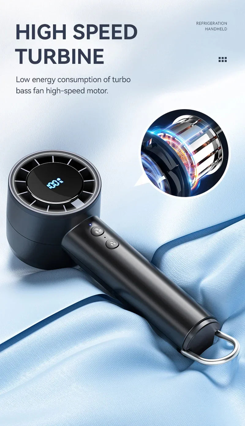 Silent High-Speed USB Handheld Fan – Portable Small Fan with LED Display, High Wind Power and Refrigerator Function | Karnz