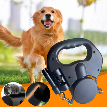 Skanto | Foldable Double Dog Leash with 360° Swivel and LED Safety Light for Walking Two Dogs
