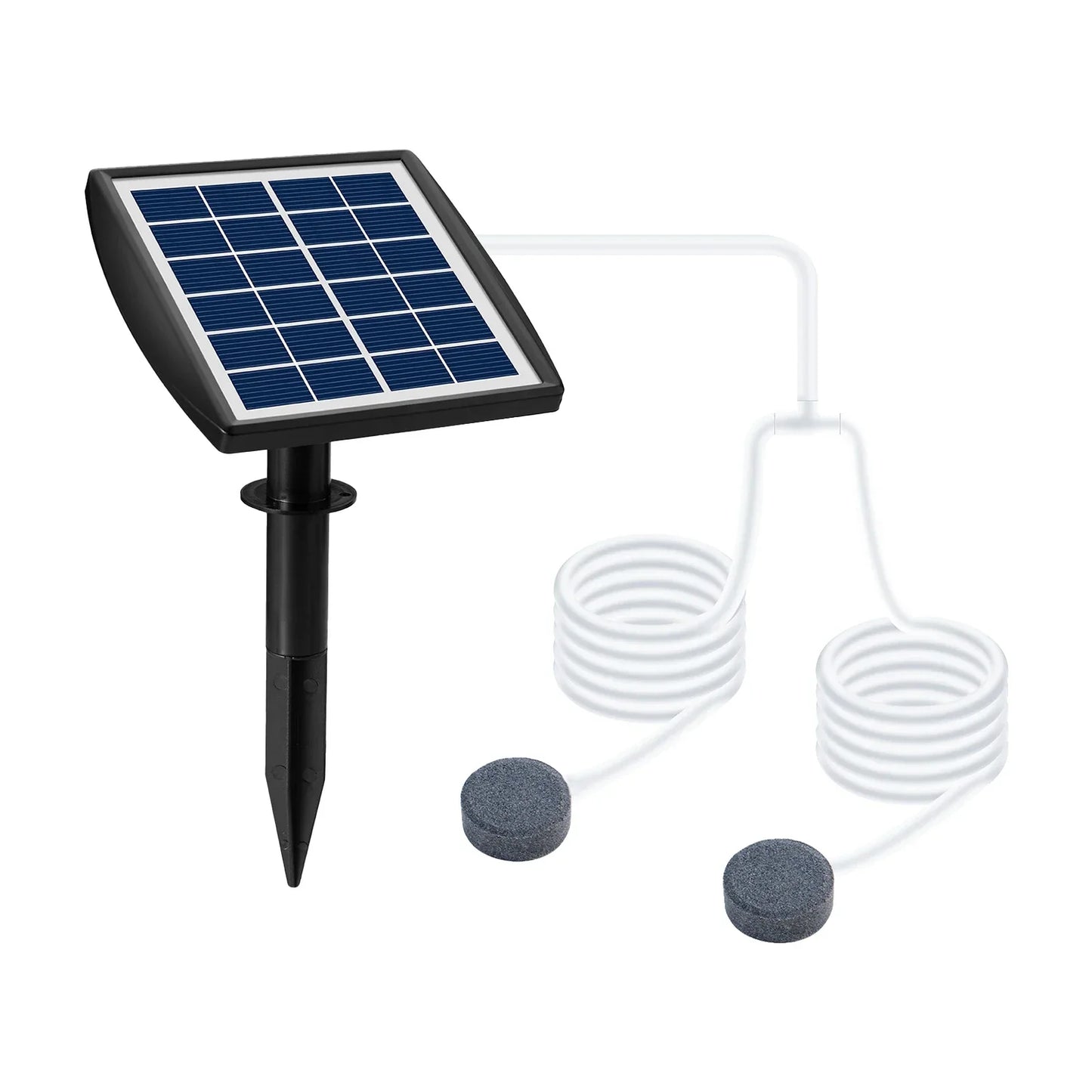 BowLift | AquaSola Solar-powered Oxygen Pump with Battery | 6V 2W | For Ponds & Aquariums | Includes 2 Air Stones & 0.25 cm Hose
