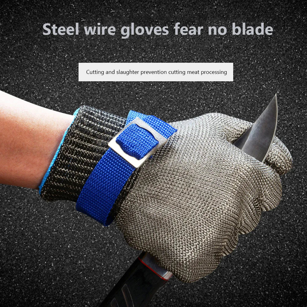 Stainless steel cut-resistant gloves - Anti-cut, wire metal mesh hand protection for slaughtering, gardening and work safety