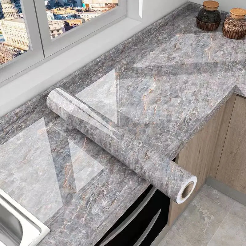 Skanto | Marble Kitchen Oil-Proof Foil - Self-Adhesive Waterproof Wallpaper for Stove, Countertop, Cabinets, Tile Renovation