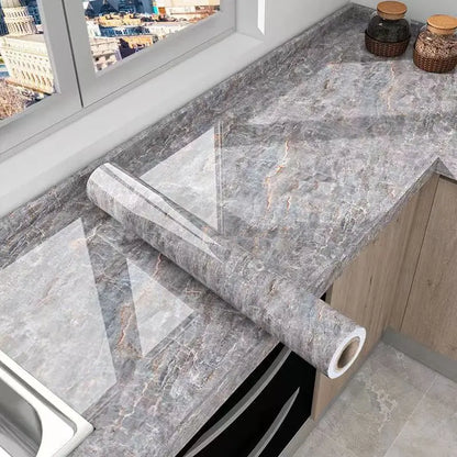 Skanto | Marble Kitchen Oil-Proof Foil - Self-Adhesive Waterproof Wallpaper for Stove, Countertop, Cabinets, Tile Renovation