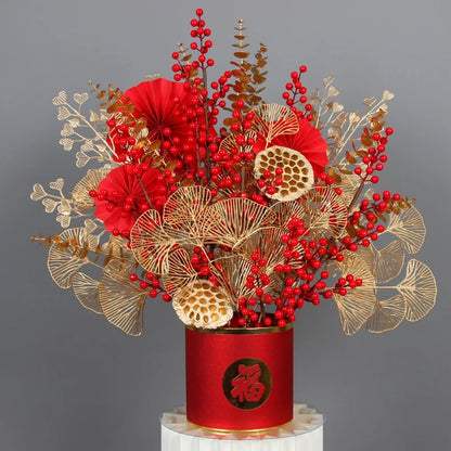BowLift | Decorative Flower Gold Series | Palm Leaf, Ginkgo & Eucalyptus | Artificial Flower 67–84 cm | Wedding & Christmas