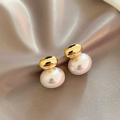 BowLift | Classy Gold Accented Pearl Stud Earrings