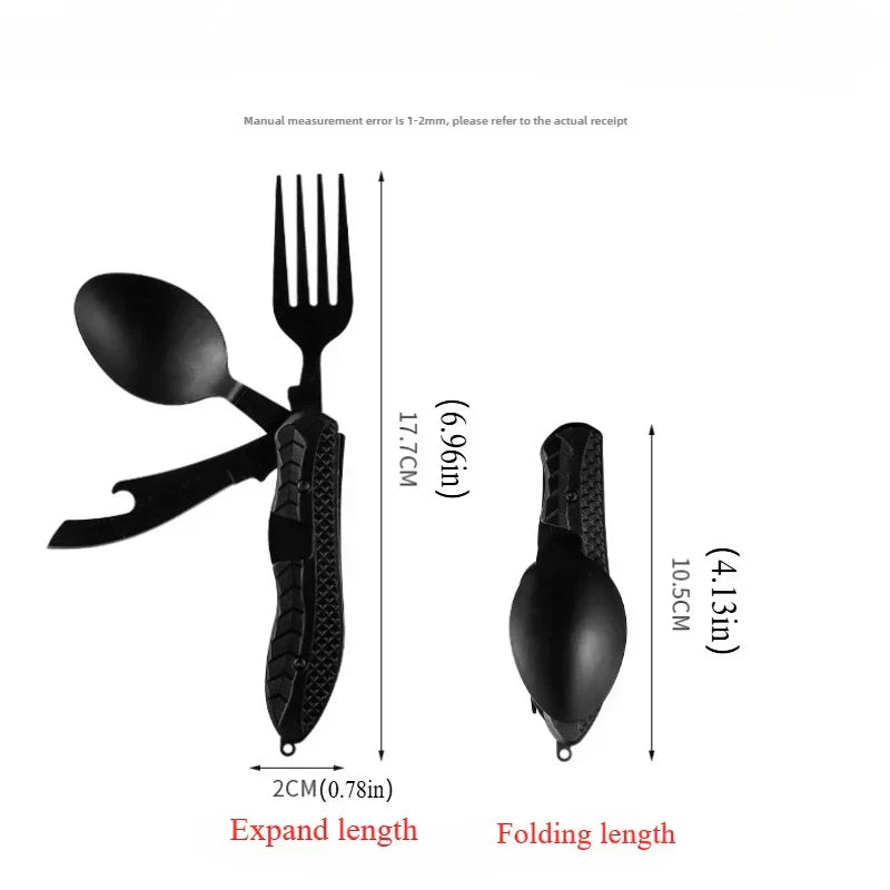 BowLift | TrailTool 3-in-1 Cutlery | Foldable & Durable | Stainless Steel with Handle | For Camping & Outdoor