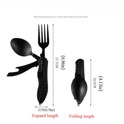 BowLift | TrailTool 3-in-1 Cutlery | Foldable & Durable | Stainless Steel with Handle | For Camping & Outdoor