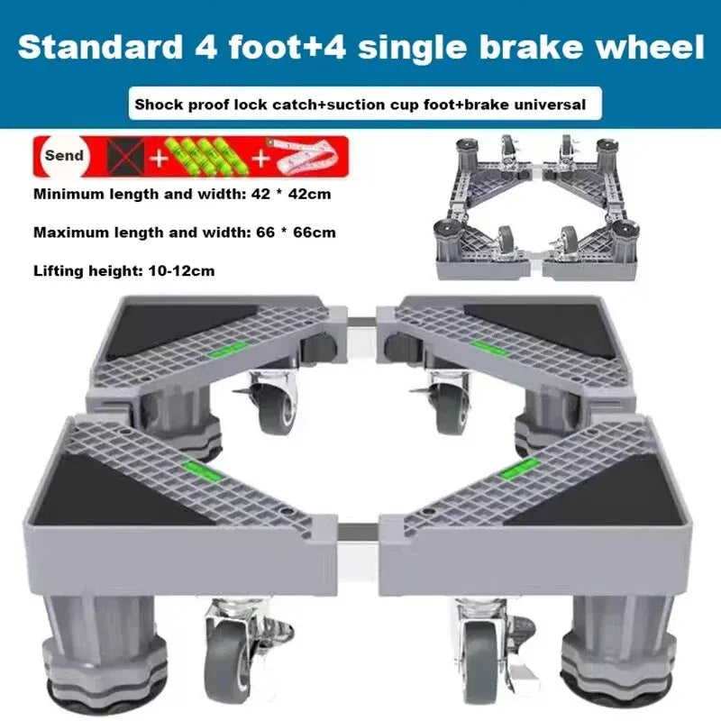 Skanto | Stabilova Adjustable Roller Stand for Washing Machine & Refrigerator | With 4 Double Wheels & Shock Absorption | Height Adjustable & Load-Bearing