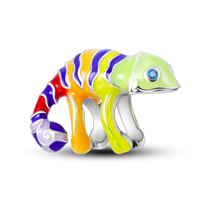 Skanto | 925 Silver Golden Leopard Charm Beads Colorful Chameleon Rhinoceros Lion Scarab Cat Pendant Compatible with Original Pandora Bracelet Jewelry