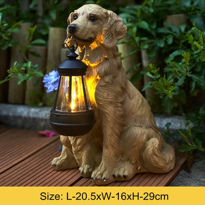 BowLift | Solar-Powered Outdoor Resin Dog Statue Lamp