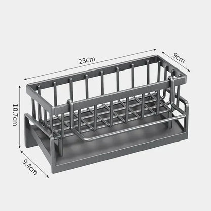 Skanto | Kitchen Soft Sponge Holder | Multifunctional Draining Rack | For Sink, Cloths & Dish Soap | Organizer Shelf