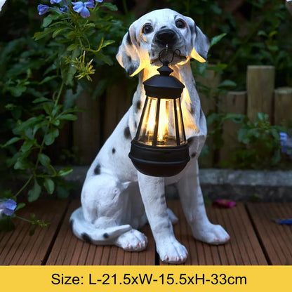 Skanto | Solar-Powered Resin Dog Statue Lamp