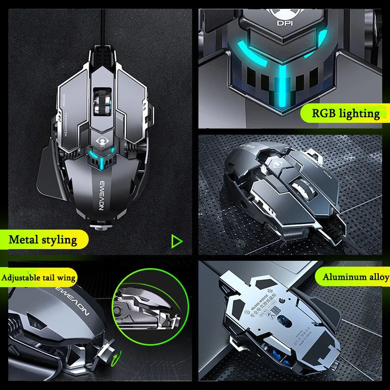 Brehn | Ergonomic RGB Mechanical Metal Wired Gaming Mouse