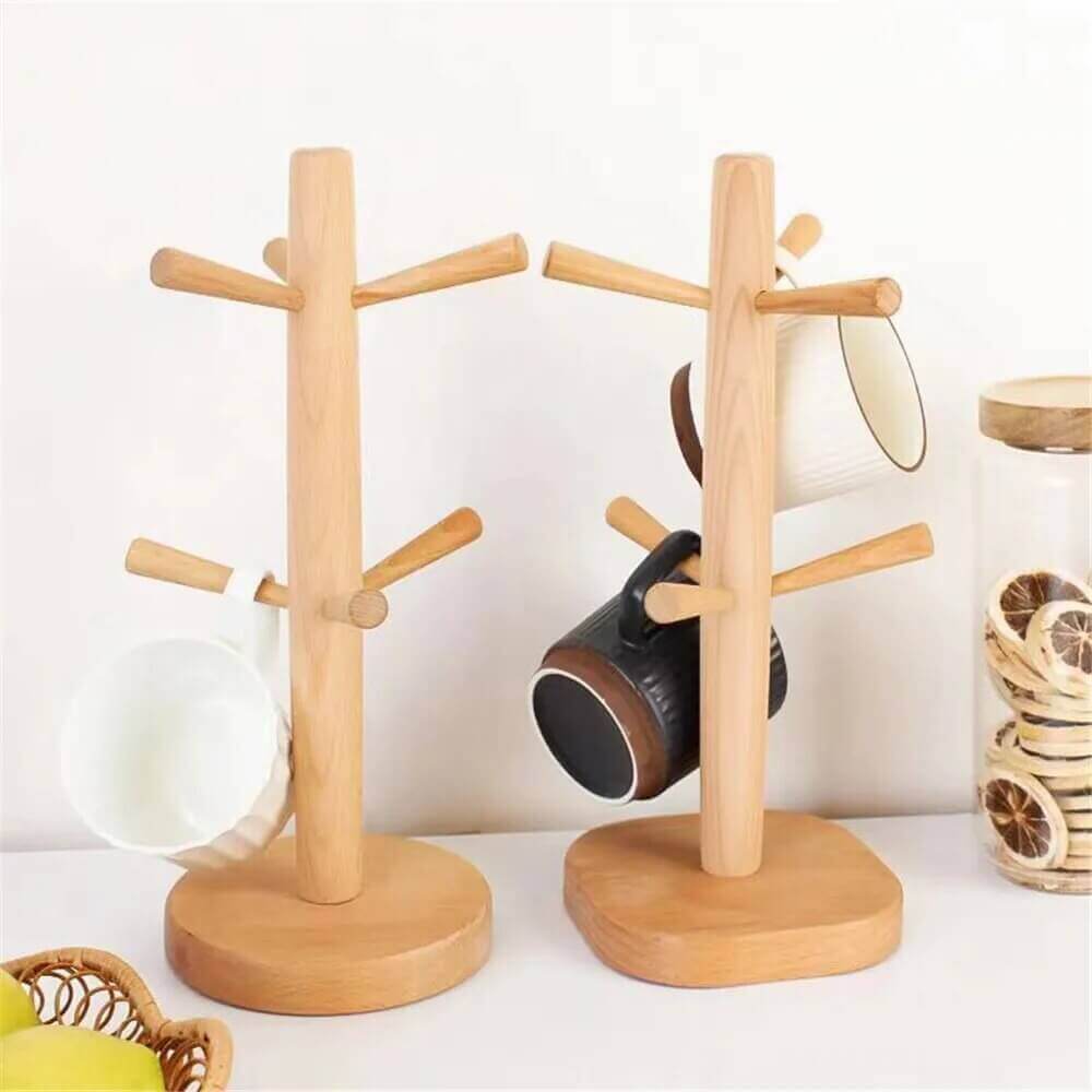 Sturdy Wooden Cup Holder: Cup Tree in Various Shapes + Colors