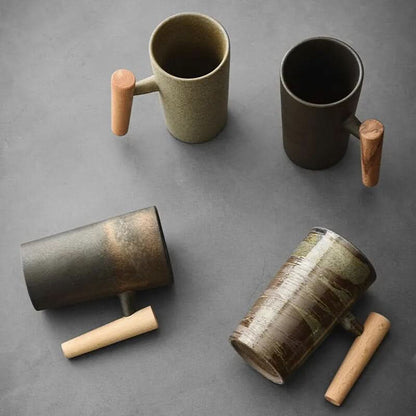 BowLift | BREWCRAFT MUG – Handmade ceramic mug with wooden handle for stylish coffee enjoyment