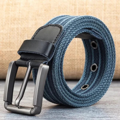 Skanto | Men's Canvas Belt – Adjustable Casual Striped Waistband