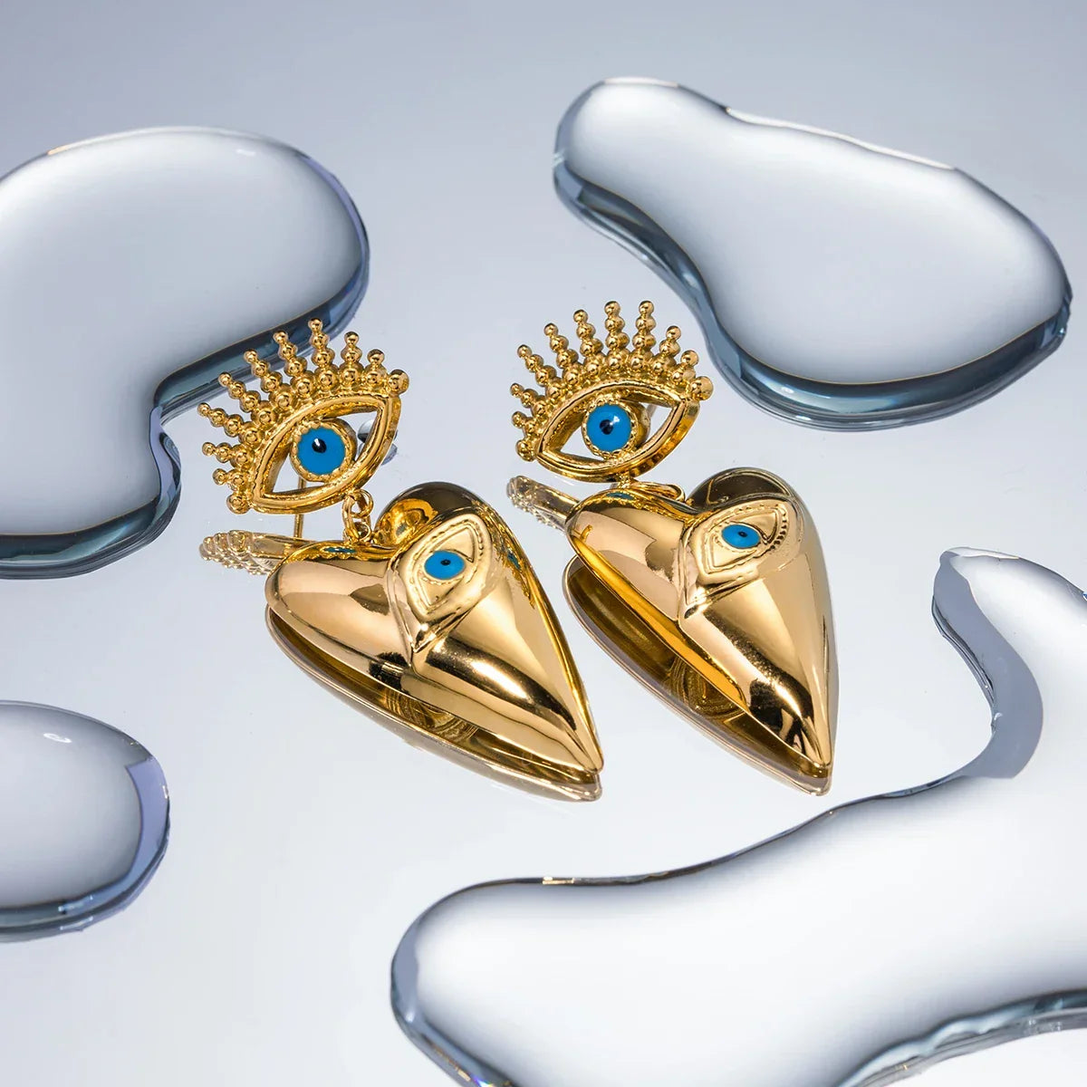 BowLift | 18k Evil Eye Heart Dangle Earrings