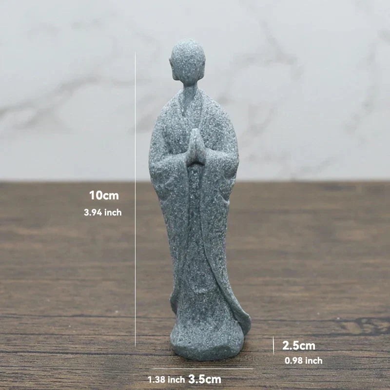 Skanto Skanto | Small Buddha Stone Statue Buddhist Monk Tibetan Buddhism Figures Zen Garden Ornament Meditation Home Aquarium Decoration